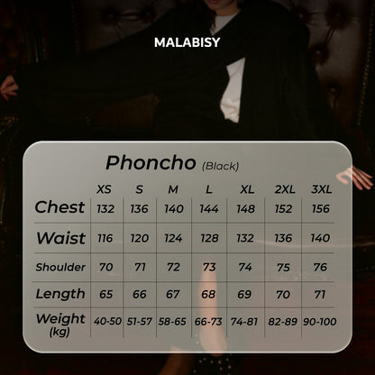 Suede Solid Poncho – Black