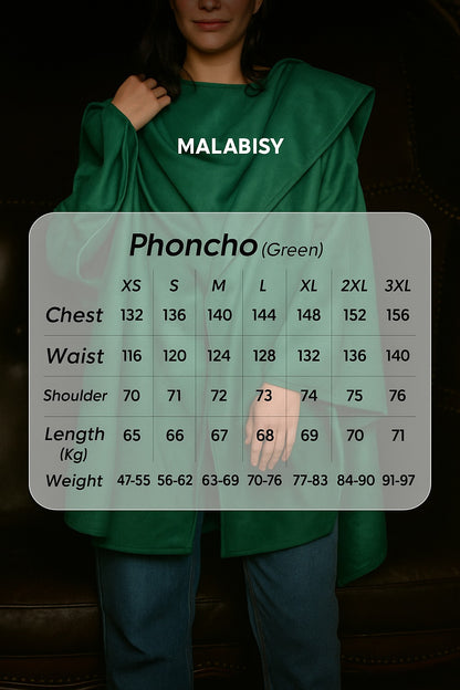 Suede Solid Poncho – Green