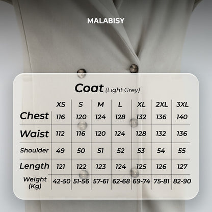 Wool Double-Breasted Coat – Light Grey