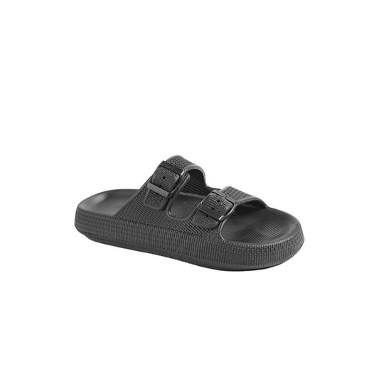 EVA–PVC Solid Slippers – Black