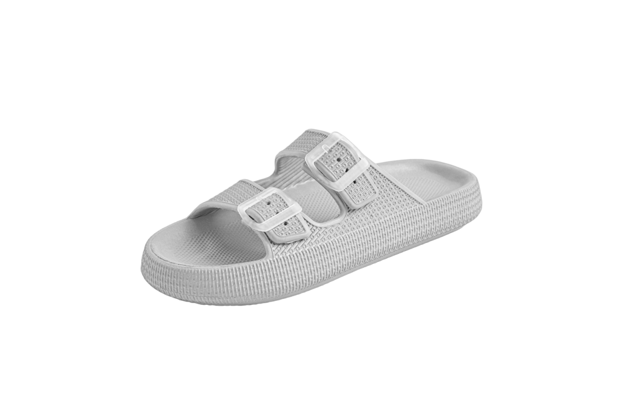EVA–PVC Solid Slippers – Grey