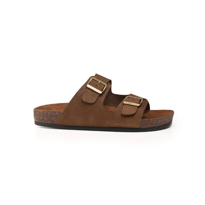 Men's Suede Leather Slipper-Brown