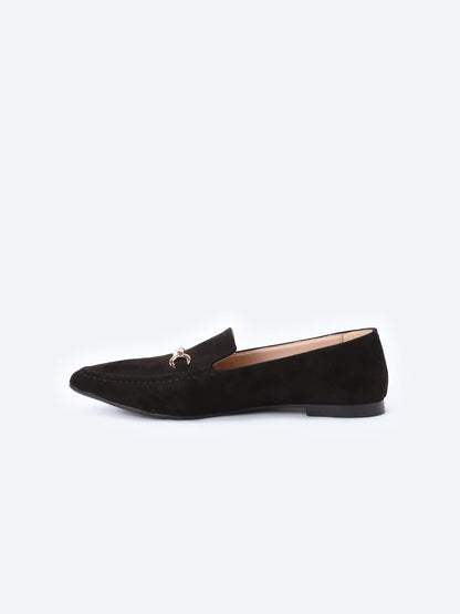 Suede Flat Ballerina Shoes Sharp Edge With Accessories