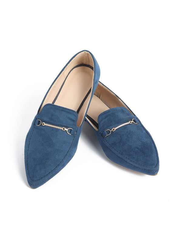 Suede Flat Ballerina Shoes Sharp Edge With Accessories