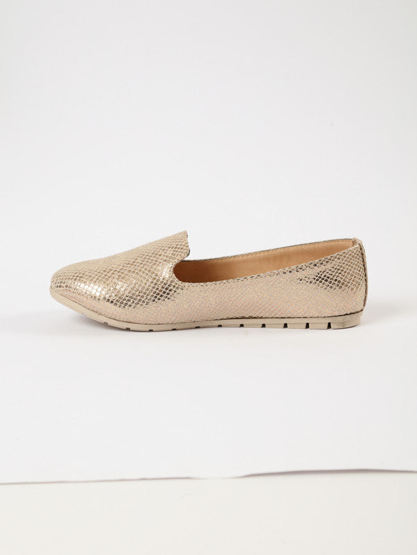 Ballerina Flat Comfortable Snake Gold Metalic Dotted