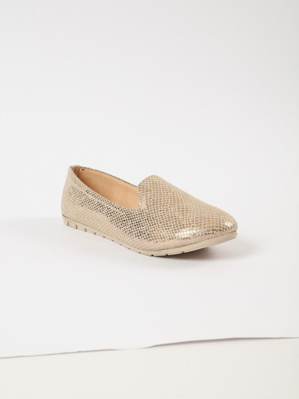 Ballerina Flat Comfortable Snake Gold Metalic Dotted