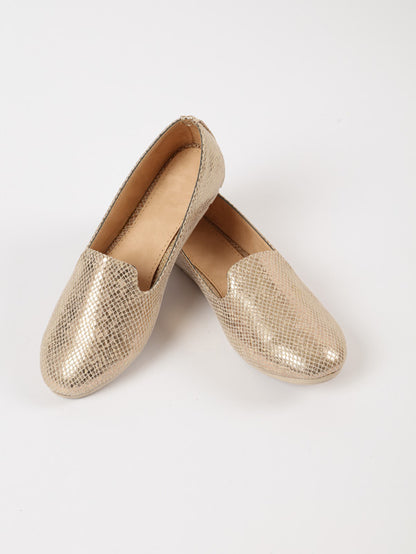 Ballerina Flat Comfortable Snake Gold Metalic Dotted