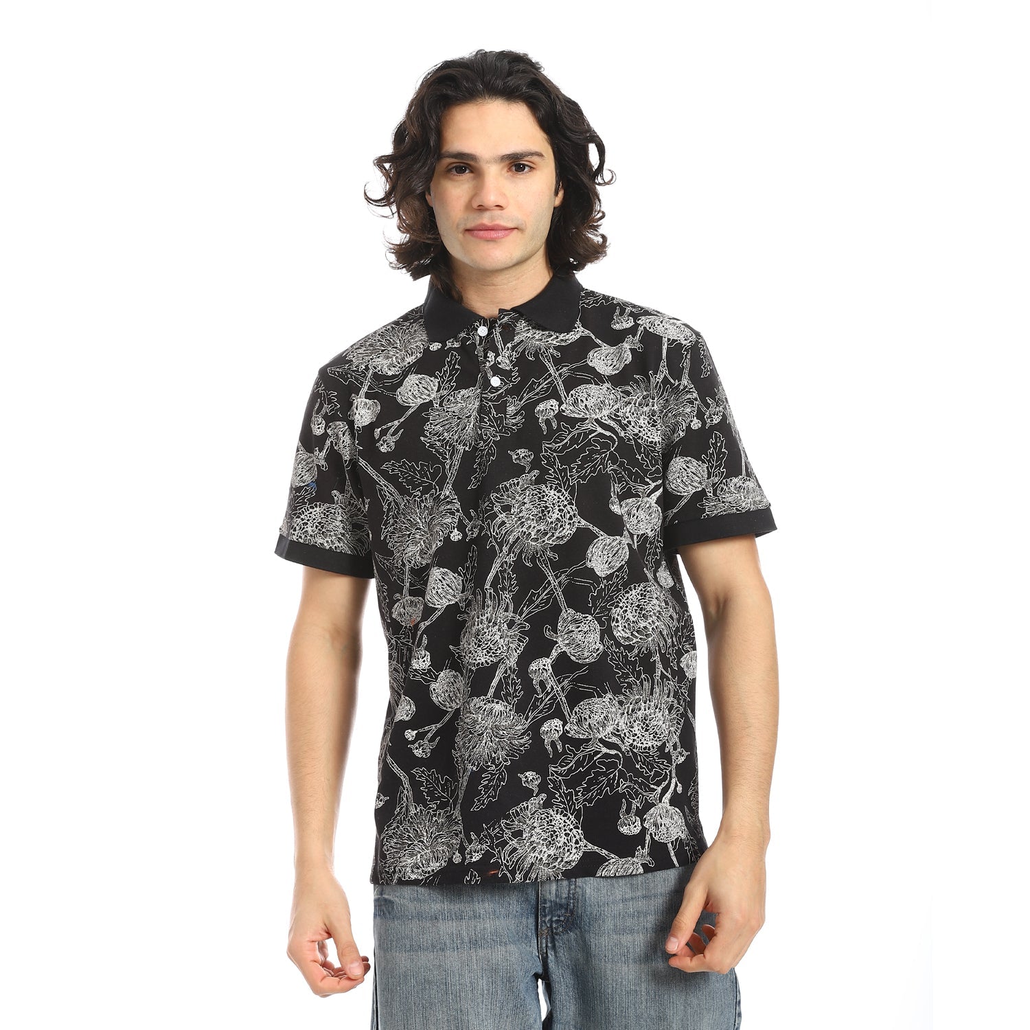 Self Pattern Regular Fit Polo Shirt