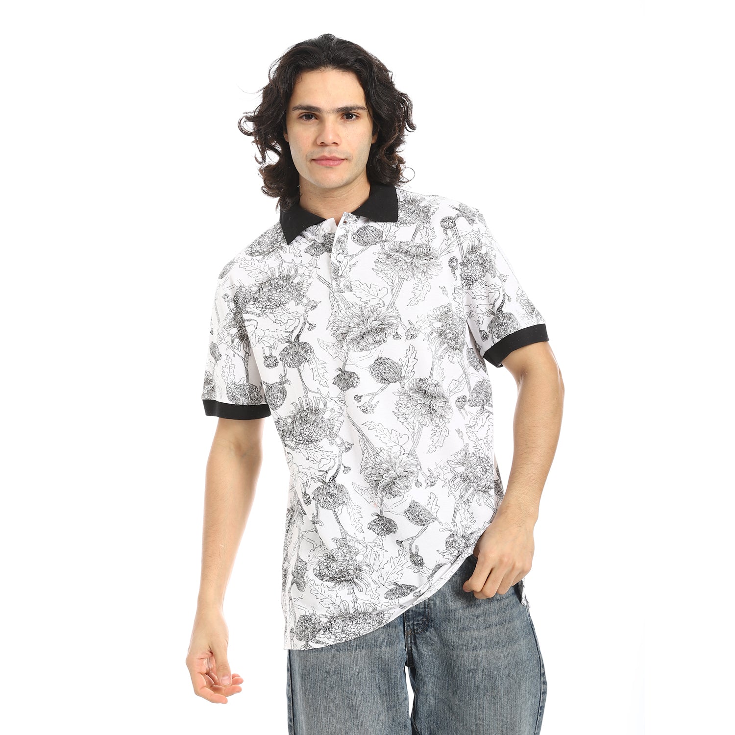 Self Pattern Regular Fit Polo Shirt