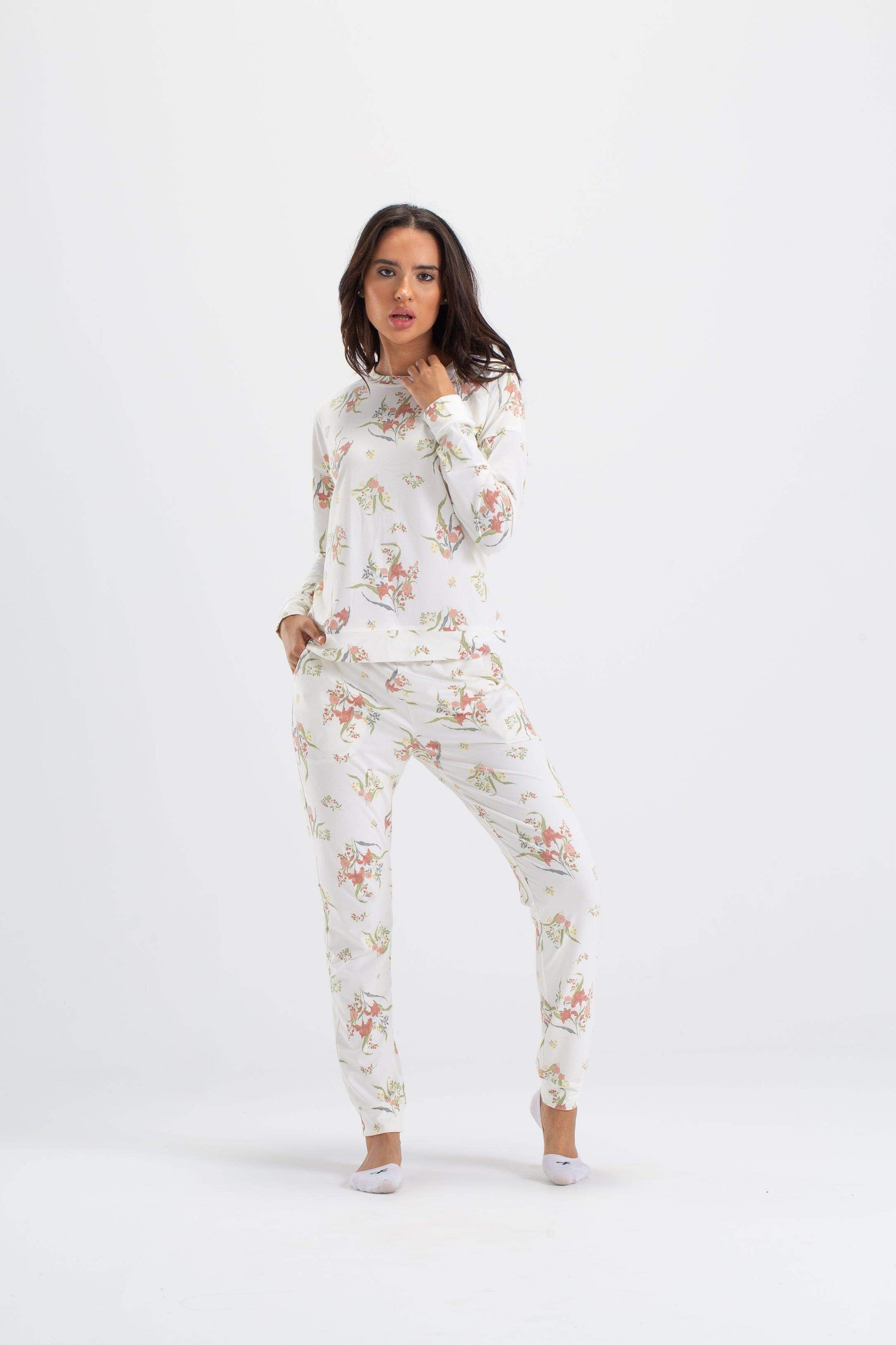 All Over Floral Print Pyjama Set - Carina - ÙƒØ§Ø±ÙŠÙ†Ø§