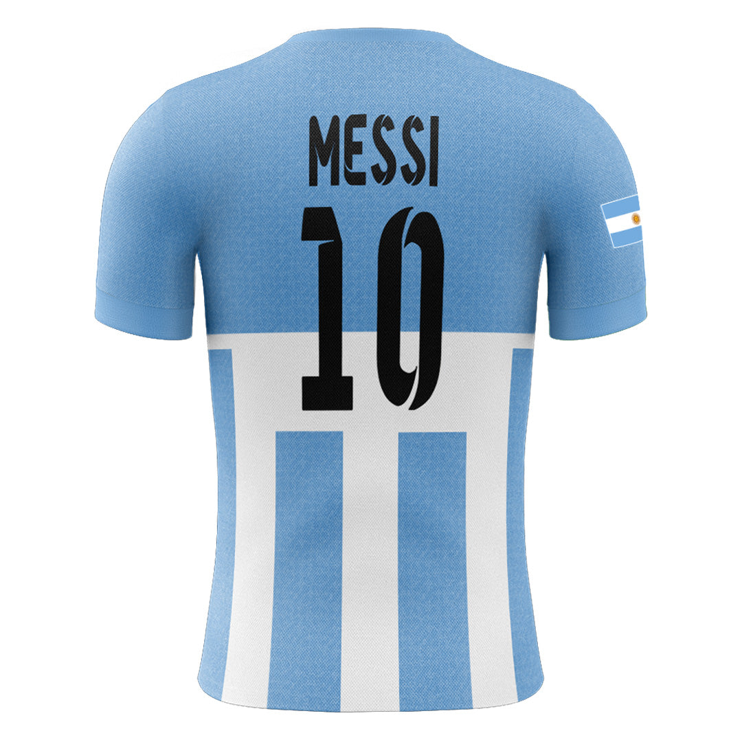Polyester Printed Argentina Sports T-Shirt – Sky Blue & White