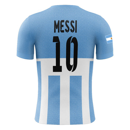 Polyester Printed Argentina Sports T-Shirt – Sky Blue & White