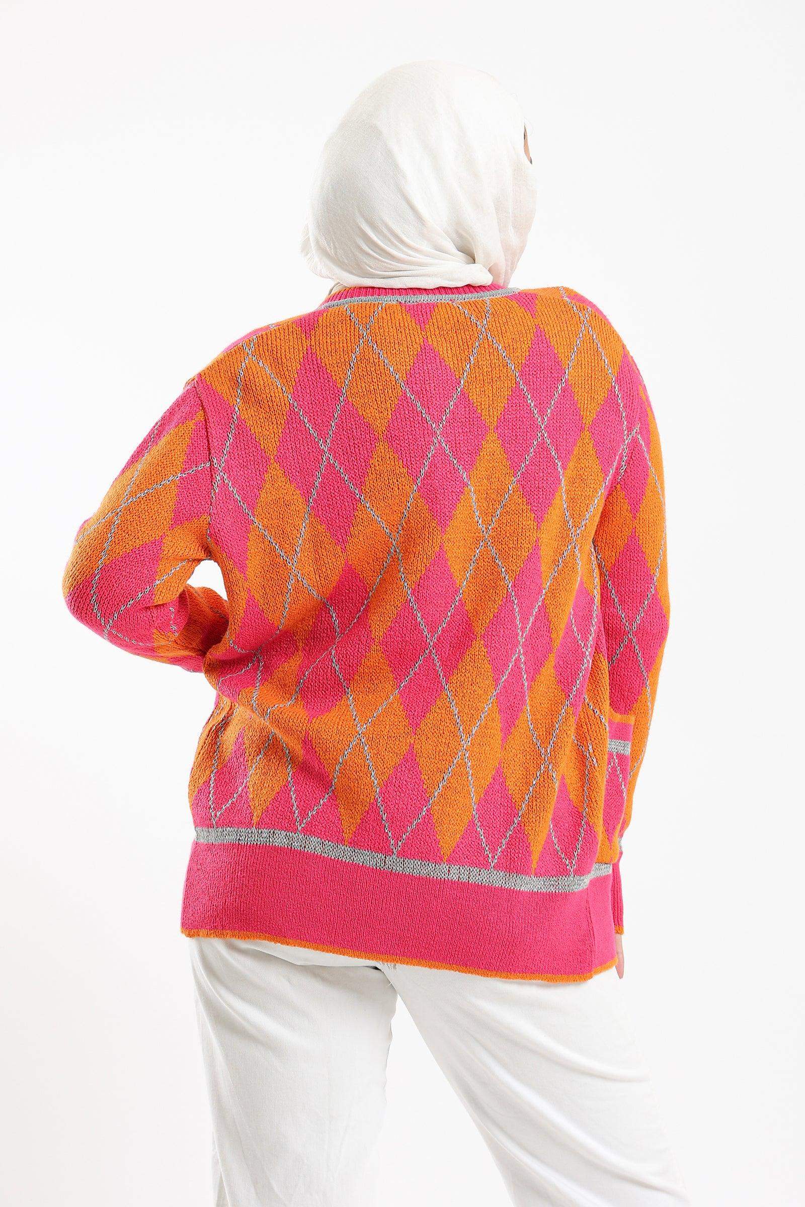 Argyle Wool Cardigan - Carina - ÙƒØ§Ø±ÙŠÙ†Ø§