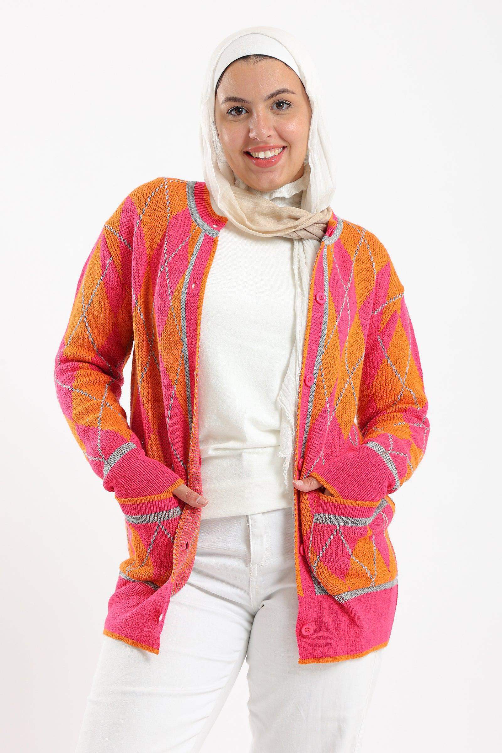 Argyle Wool Cardigan - Carina - ÙƒØ§Ø±ÙŠÙ†Ø§