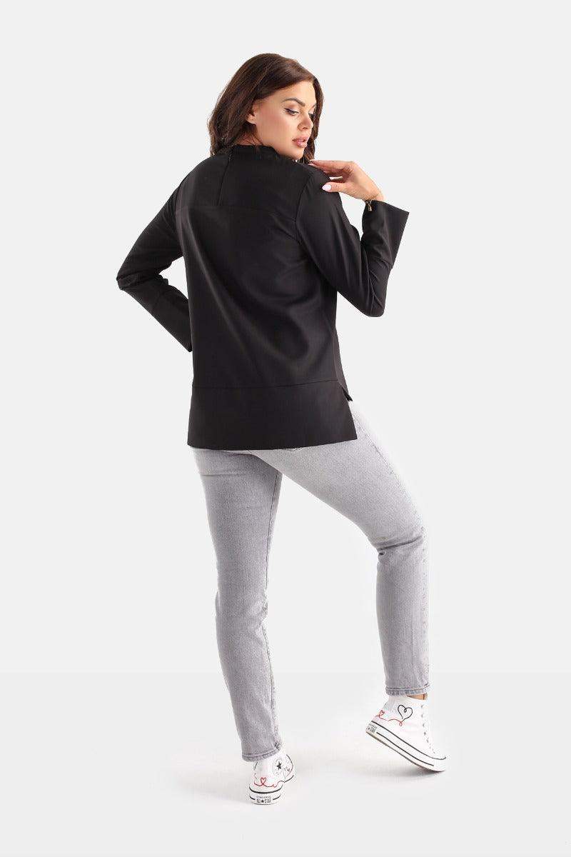 Asymmetric Cotton Blend Blouse - Carina - ÙƒØ§Ø±ÙŠÙ†Ø§