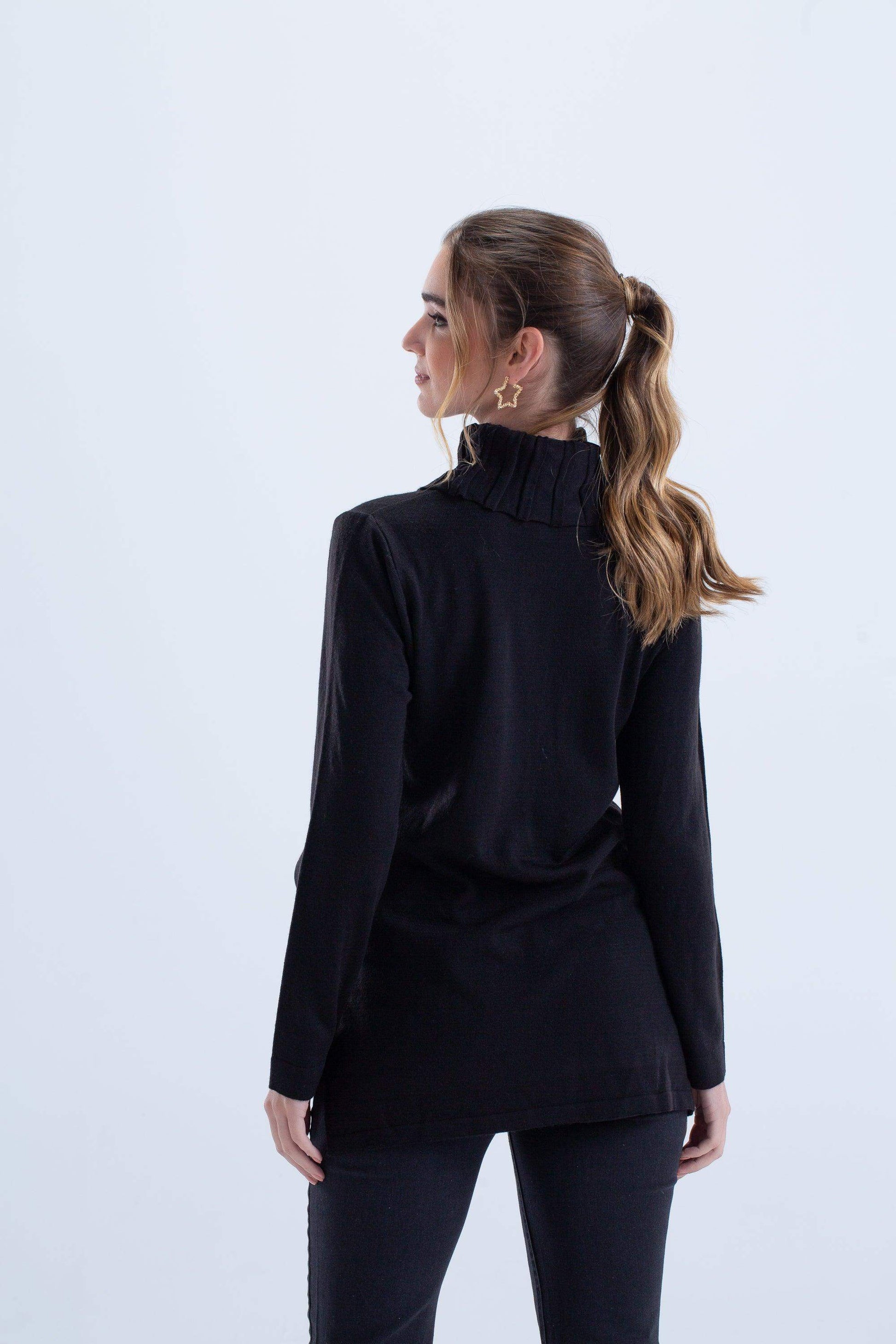 Asymmetrical Black Pullover - Carina - ÙƒØ§Ø±ÙŠÙ†Ø§