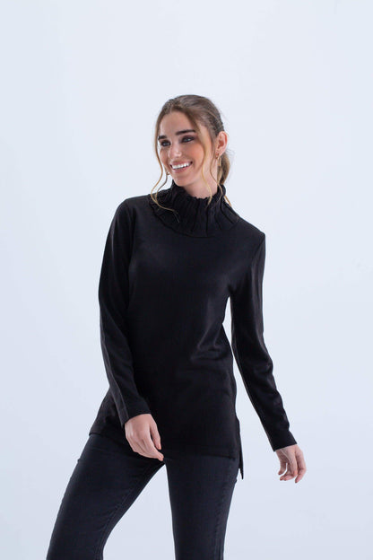 Asymmetrical Black Pullover - Carina - ÙƒØ§Ø±ÙŠÙ†Ø§