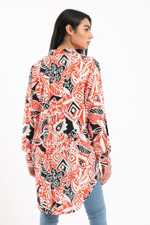 Asymmetrical Printed Shirt - Clue Wear