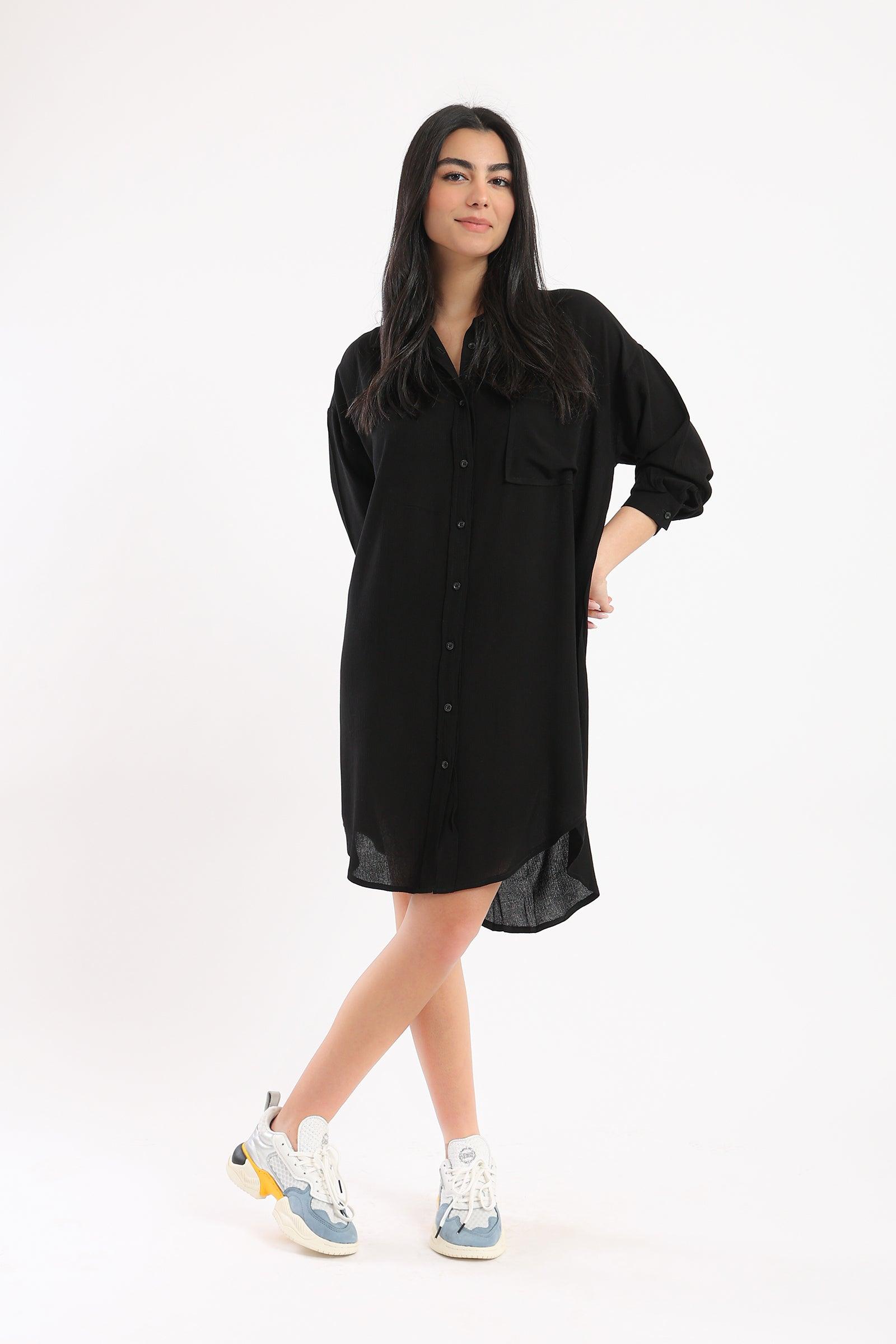 Asymmetrical Shirt Dress - Clue Wear