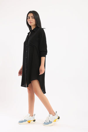 Asymmetrical Shirt Dress - Clue Wear