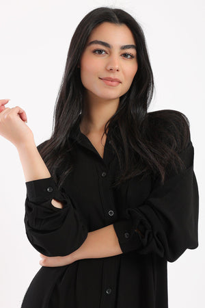 Asymmetrical Shirt Dress - Clue Wear