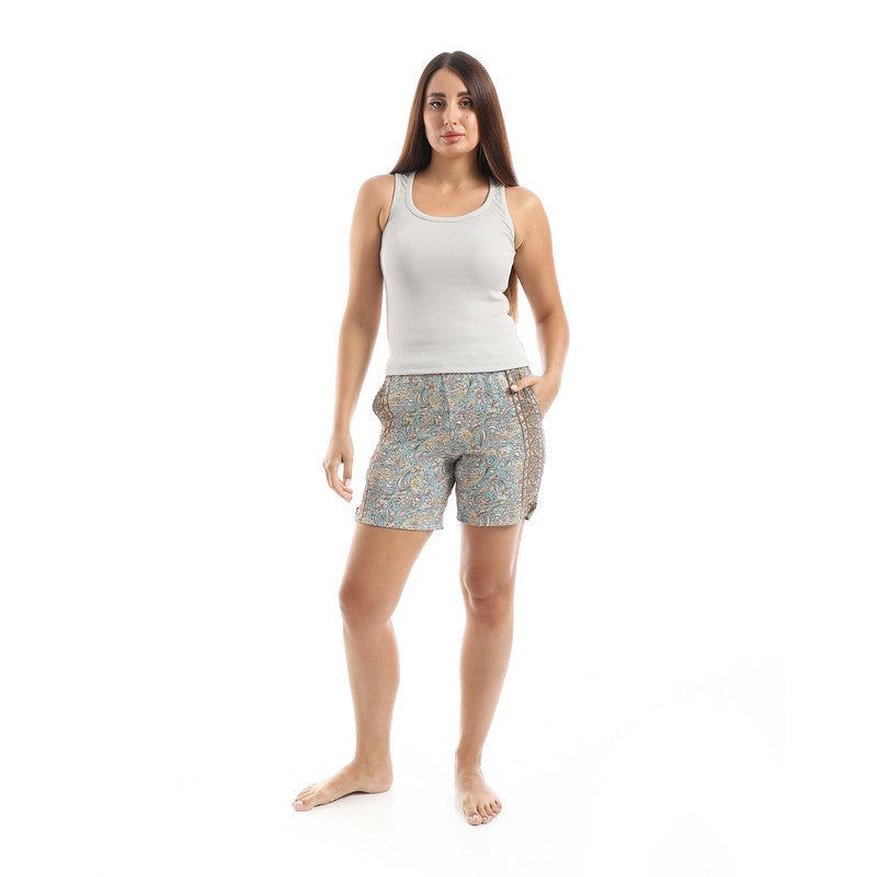 Jamila Set Tank Top & Cut Derby Shorts – Light Gray