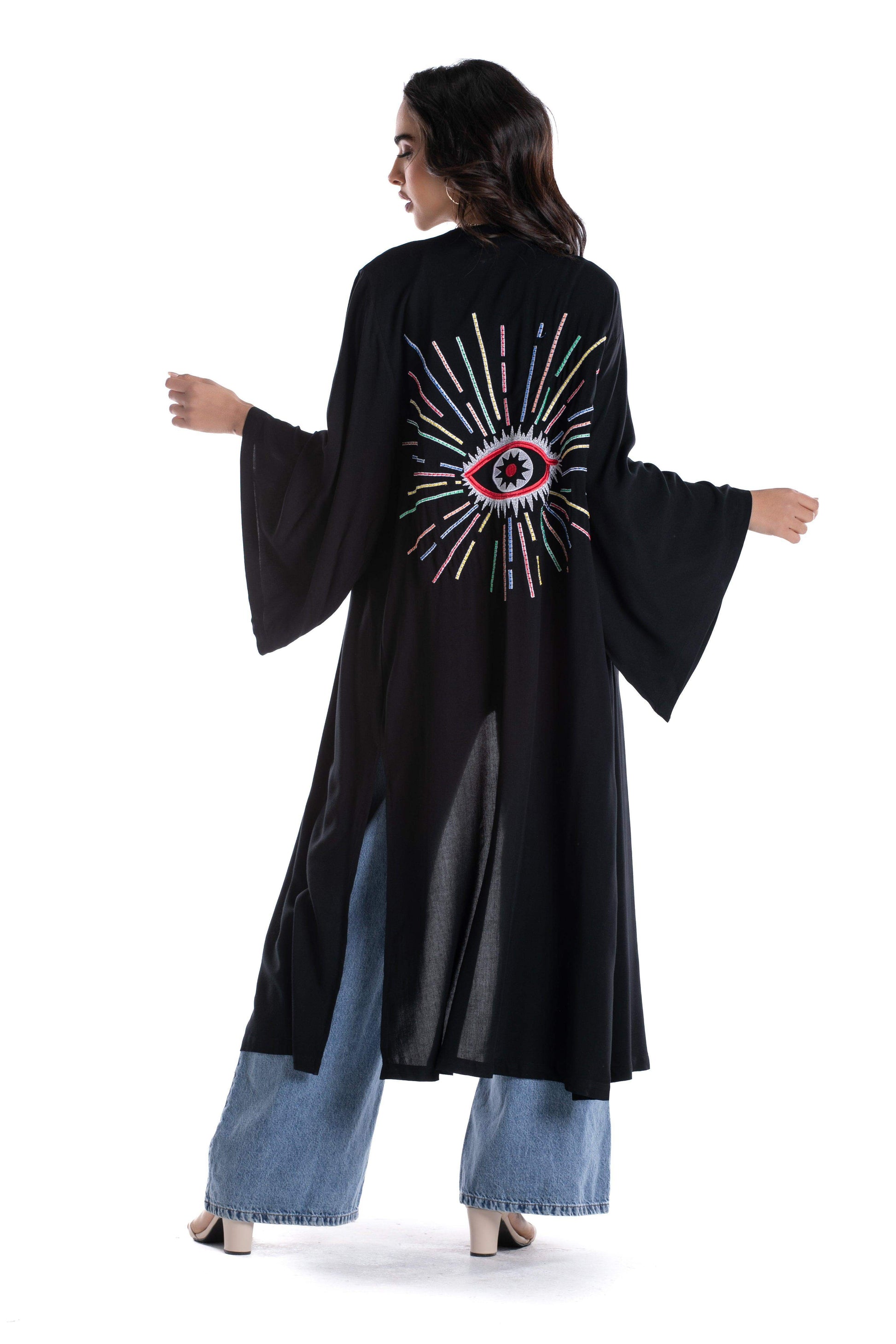 Back Eye Embroidery Kimono - Carina - ÙƒØ§Ø±ÙŠÙ†Ø§