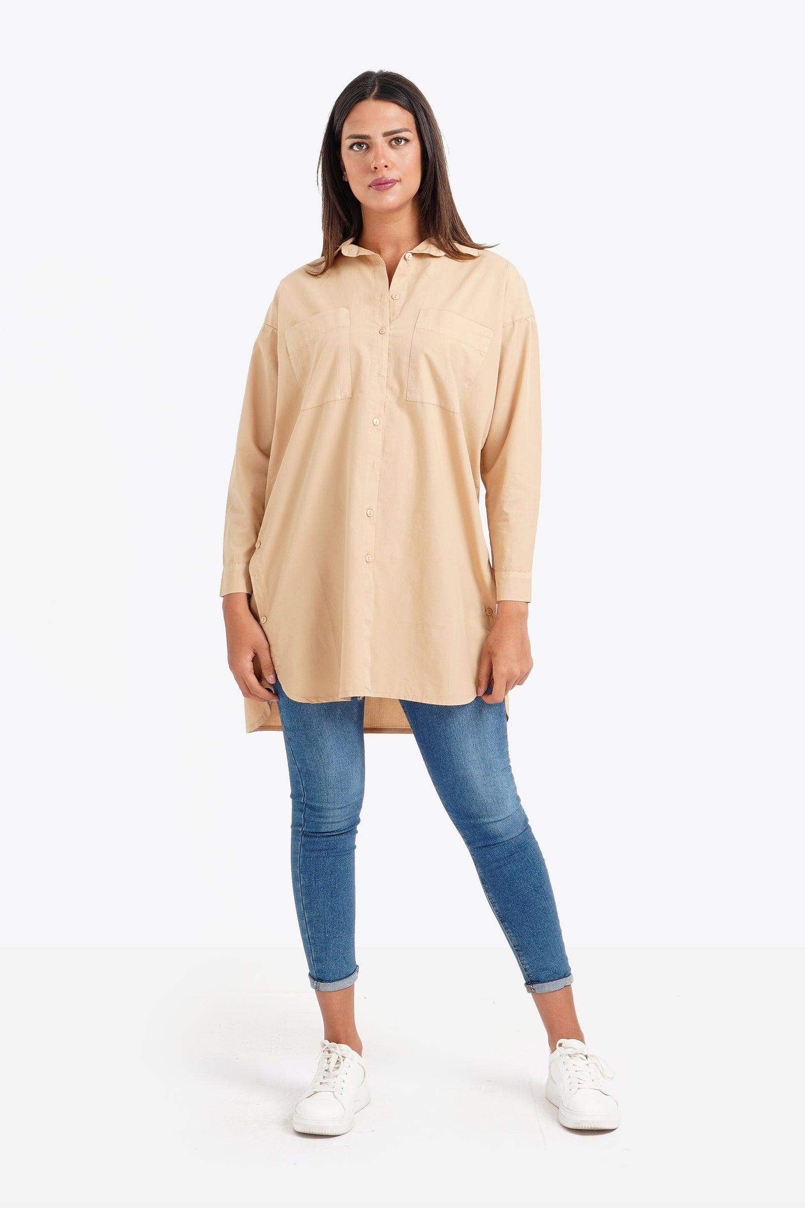 Basic Plain Long Sleeves Shirt - Carina - ÙƒØ§Ø±ÙŠÙ†Ø§