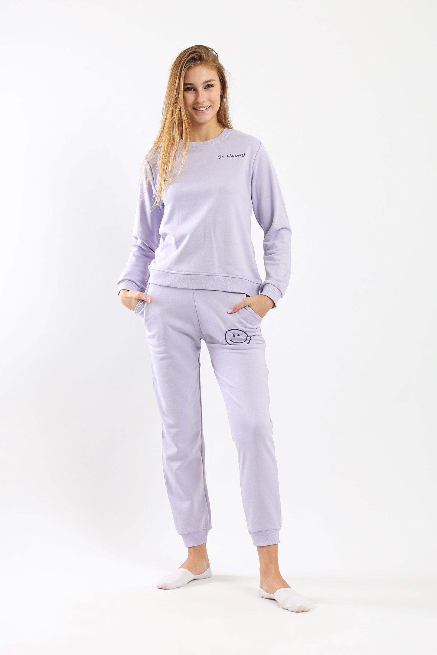 "Be Happy" Printed Pyjama Set - Carina - ÙƒØ§Ø±ÙŠÙ†Ø§