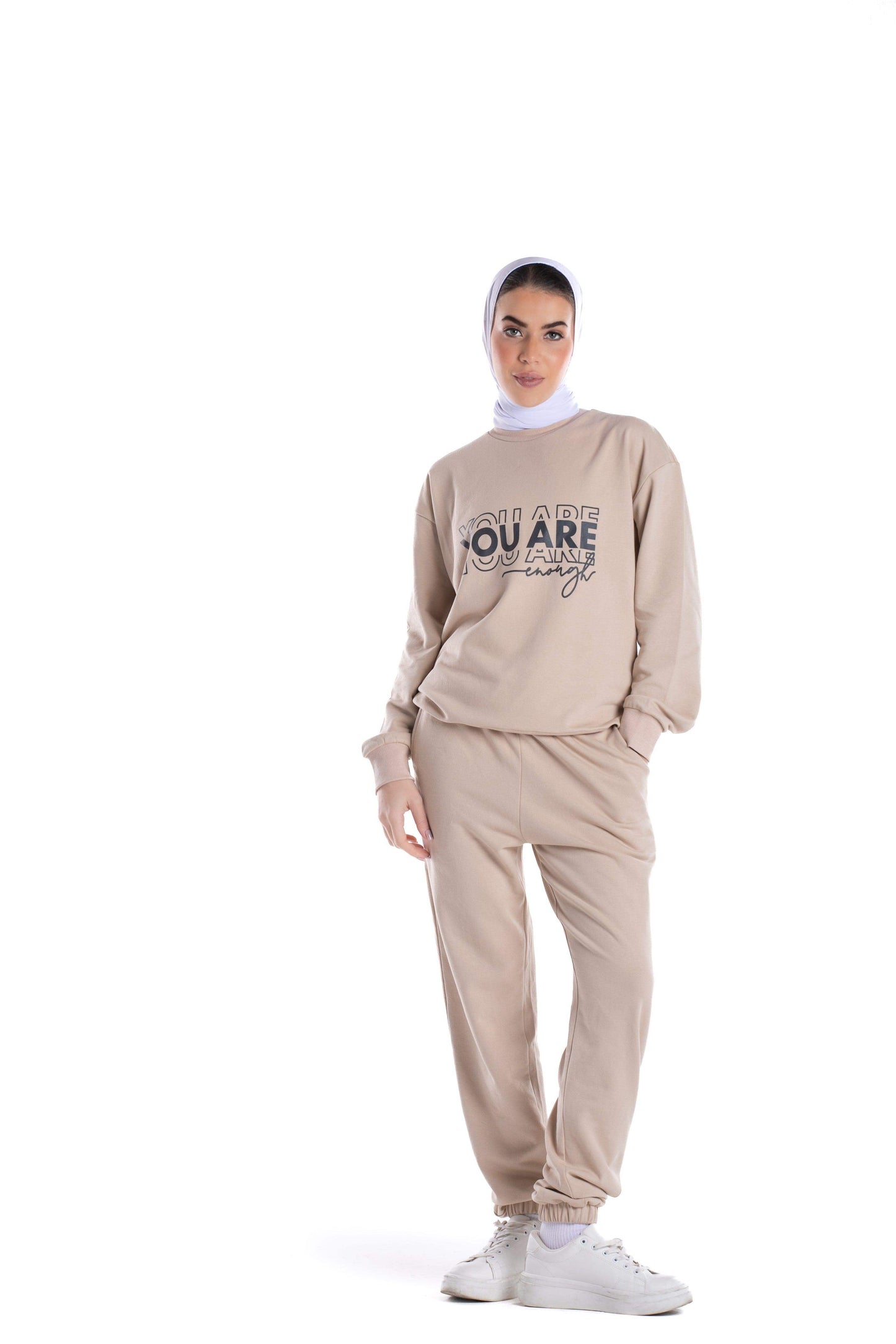 Beige Cotton Lounge Jogger - Carina - ÙƒØ§Ø±ÙŠÙ†Ø§