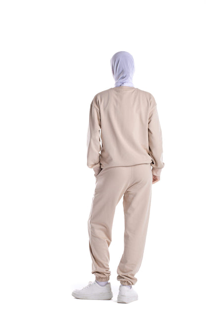 Beige Cotton Lounge Jogger - Carina - ÙƒØ§Ø±ÙŠÙ†Ø§