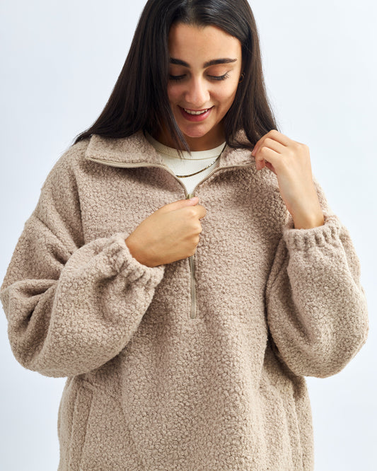 Beige - Fur Sweater