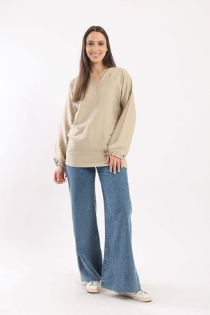 Bell Sleeves Plain Blouse - Carina - ÙƒØ§Ø±ÙŠÙ†Ø§