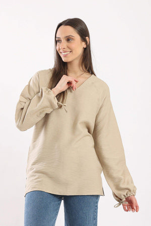 Bell Sleeves Plain Blouse - Carina - ÙƒØ§Ø±ÙŠÙ†Ø§