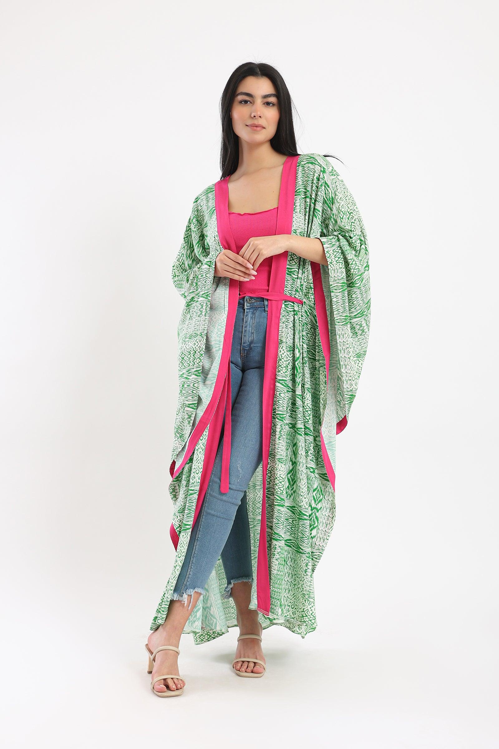 Bell Sleeves Printed Kimono - Clue-wear