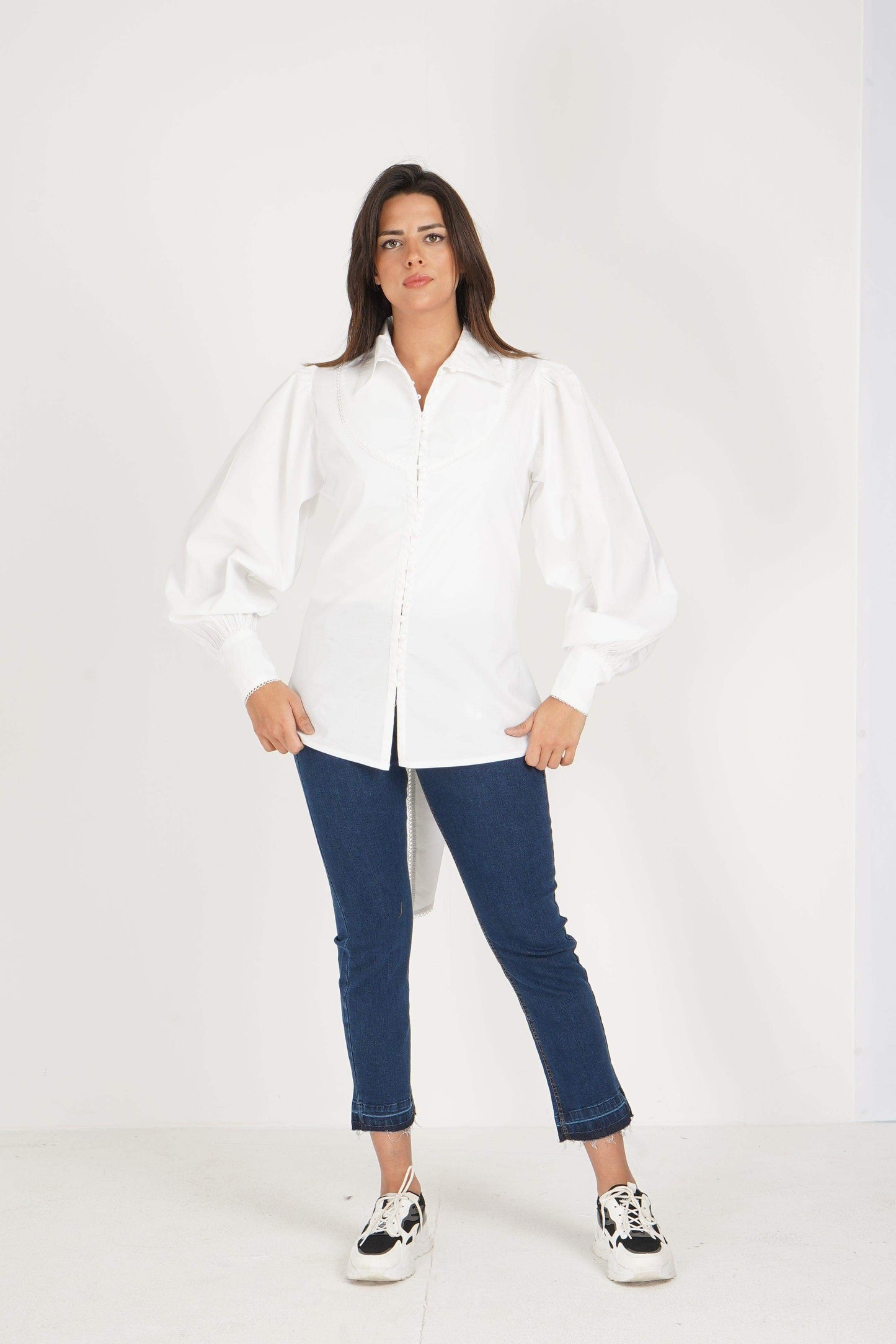 Bishop Sleeve Shirt With Self Tie Belt - Carina - ÙƒØ§Ø±ÙŠÙ†Ø§