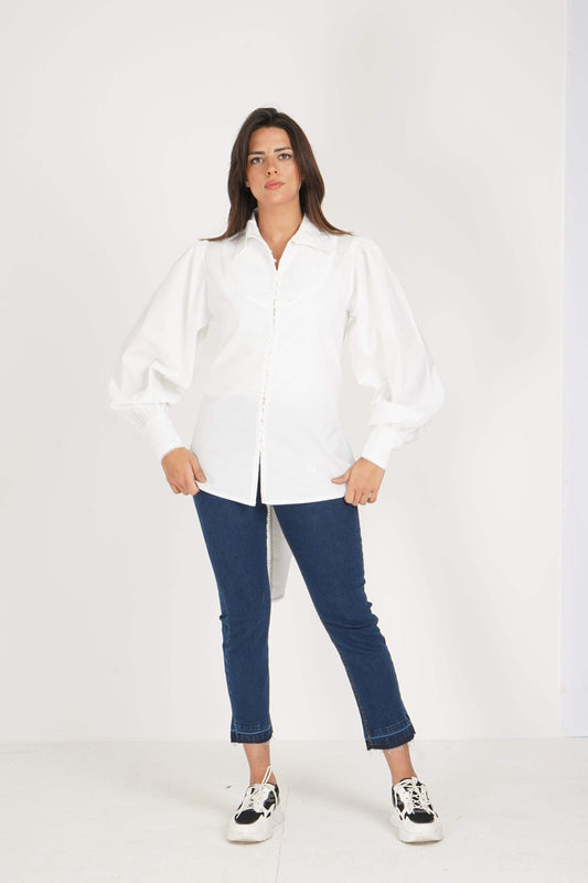 Bishop Sleeve Shirt With Self Tie Belt - Carina - ÙƒØ§Ø±ÙŠÙ†Ø§