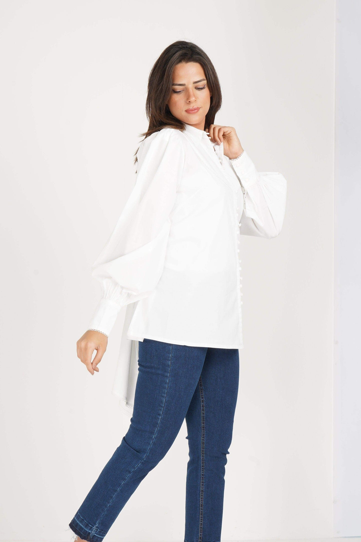 Bishop Sleeve Shirt With Self Tie Belt - Carina - ÙƒØ§Ø±ÙŠÙ†Ø§