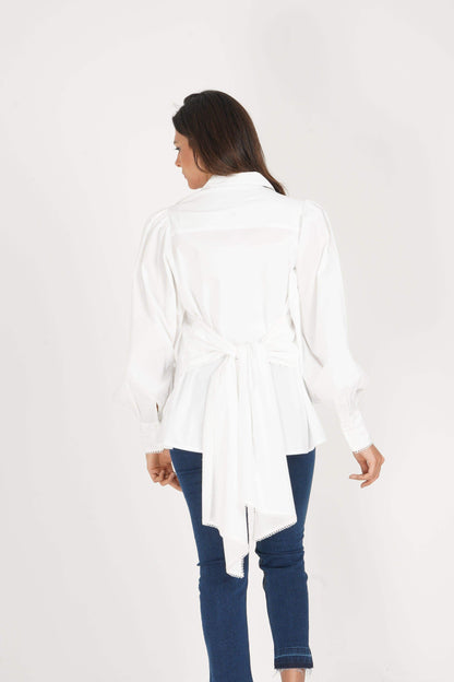 Bishop Sleeve Shirt With Self Tie Belt - Carina - ÙƒØ§Ø±ÙŠÙ†Ø§