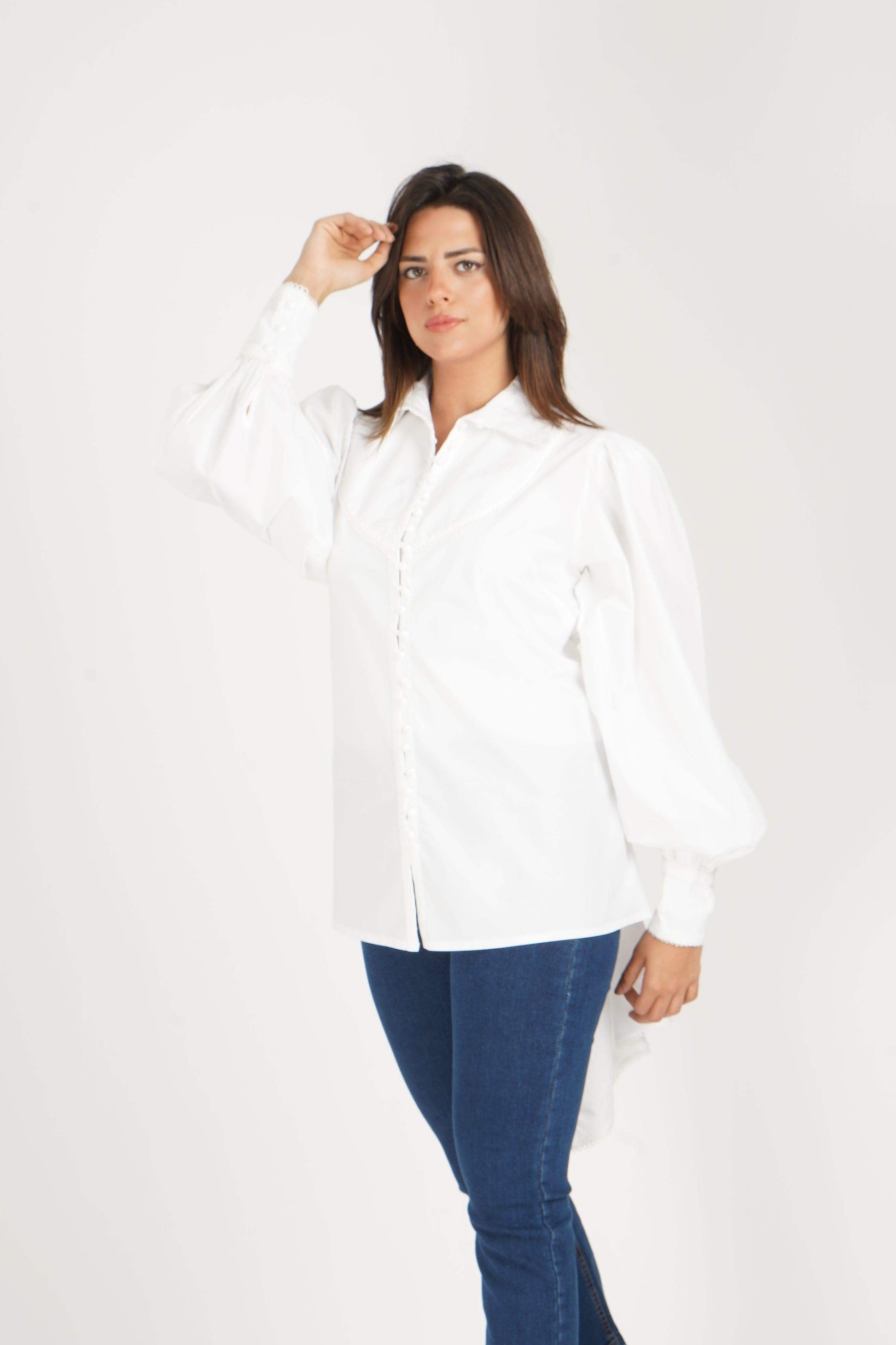 Bishop Sleeve Shirt With Self Tie Belt - Carina - ÙƒØ§Ø±ÙŠÙ†Ø§