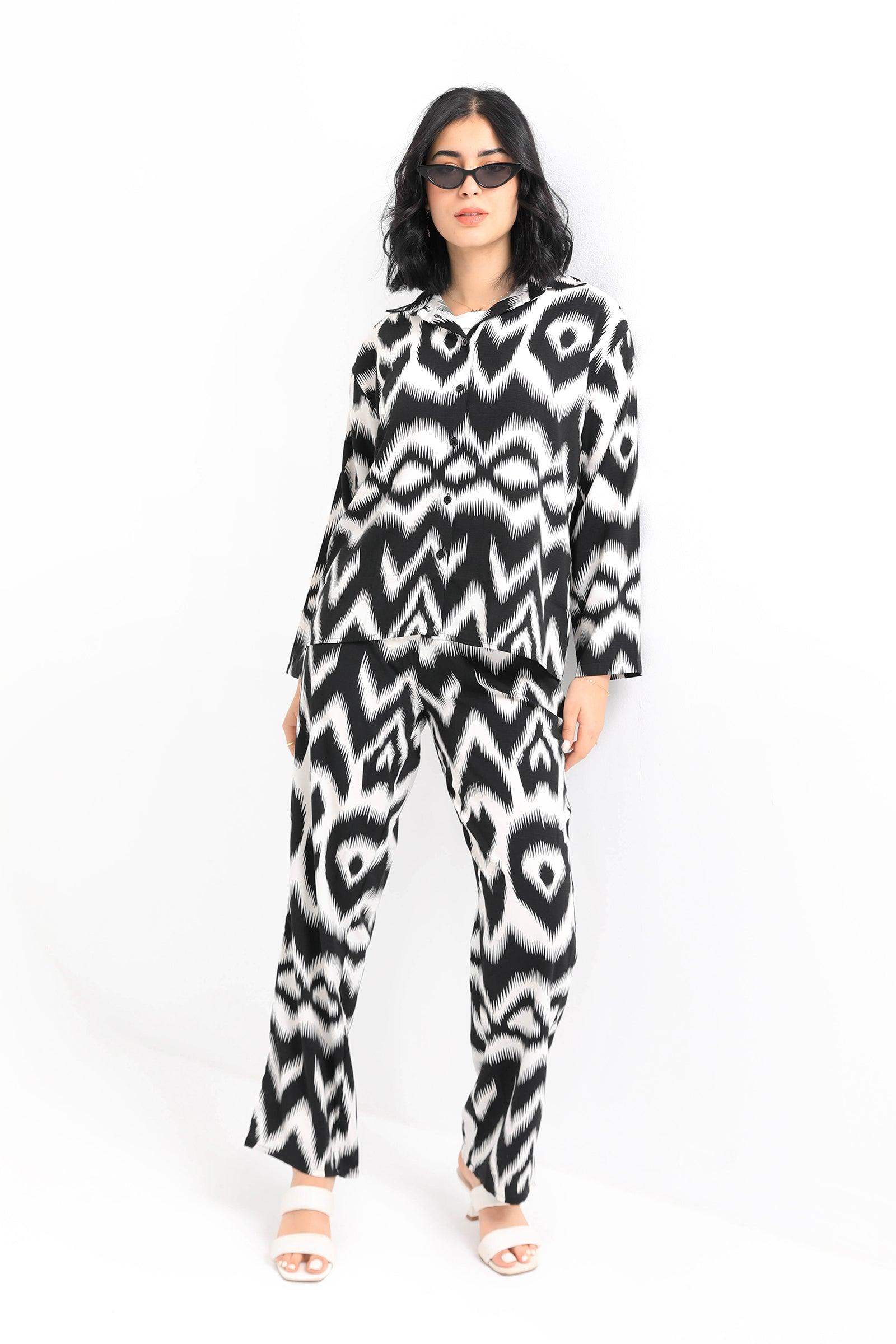 Black & White Patterned Pants - Carina - ÙƒØ§Ø±ÙŠÙ†Ø§