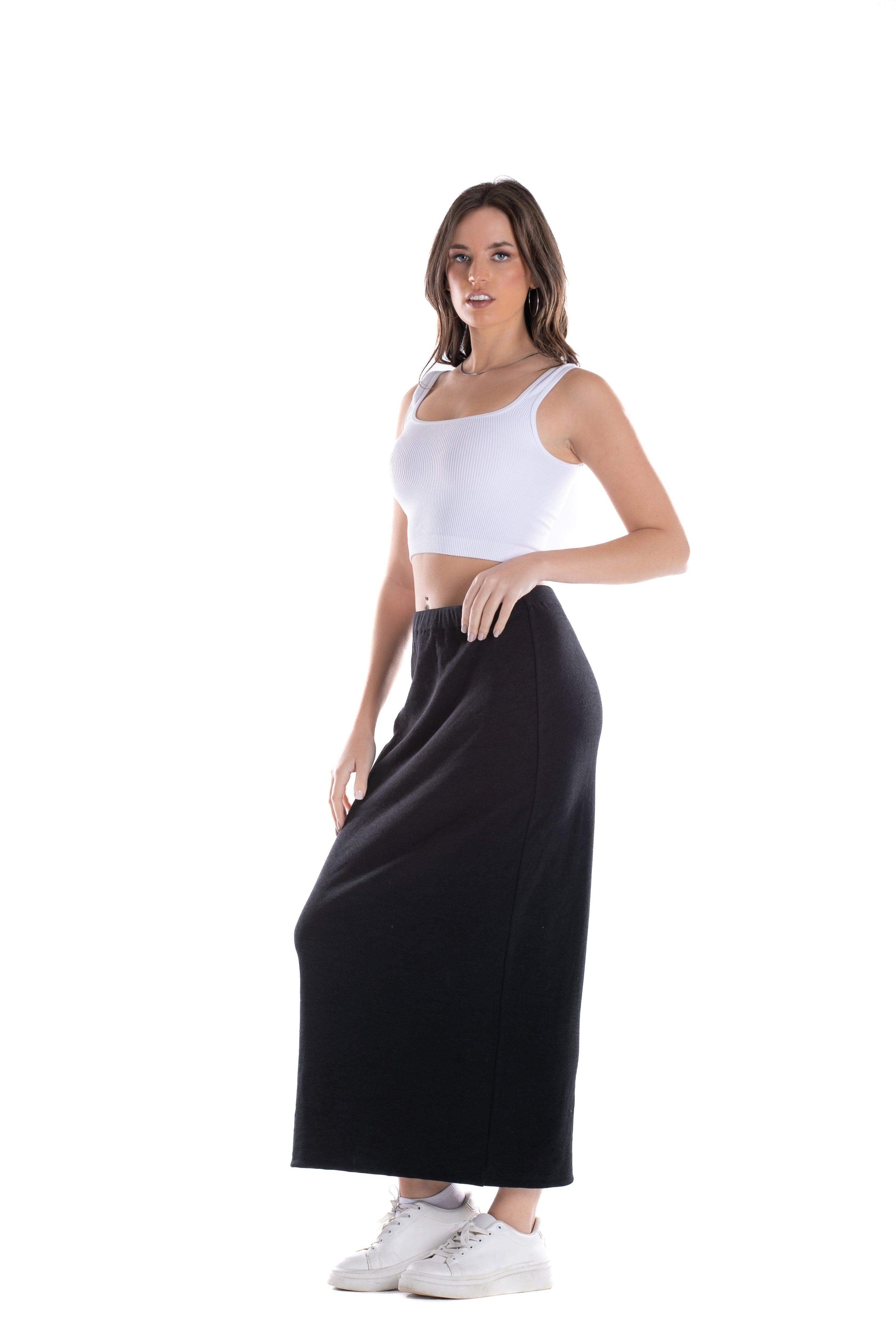 Black Cotton Midi Skirt - Carina - ÙƒØ§Ø±ÙŠÙ†Ø§