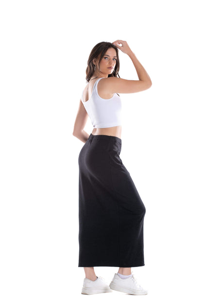 Black Cotton Midi Skirt - Carina - ÙƒØ§Ø±ÙŠÙ†Ø§