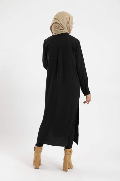 Black Cotton Shirt Dress - Carina - ÙƒØ§Ø±ÙŠÙ†Ø§