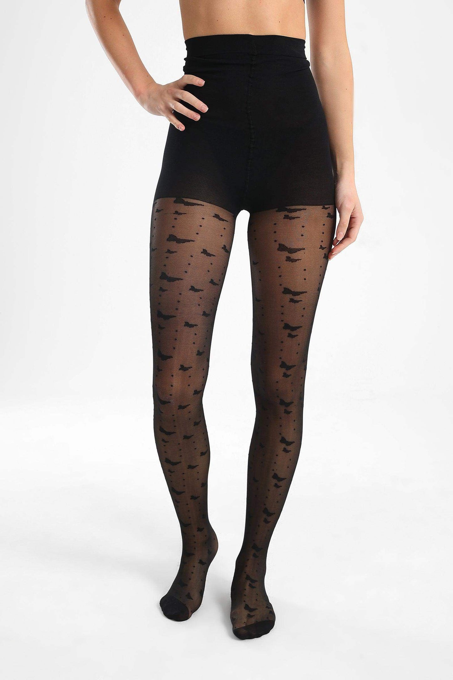 Black Jacquard Pantyhose - Carina - ÙƒØ§Ø±ÙŠÙ†Ø§