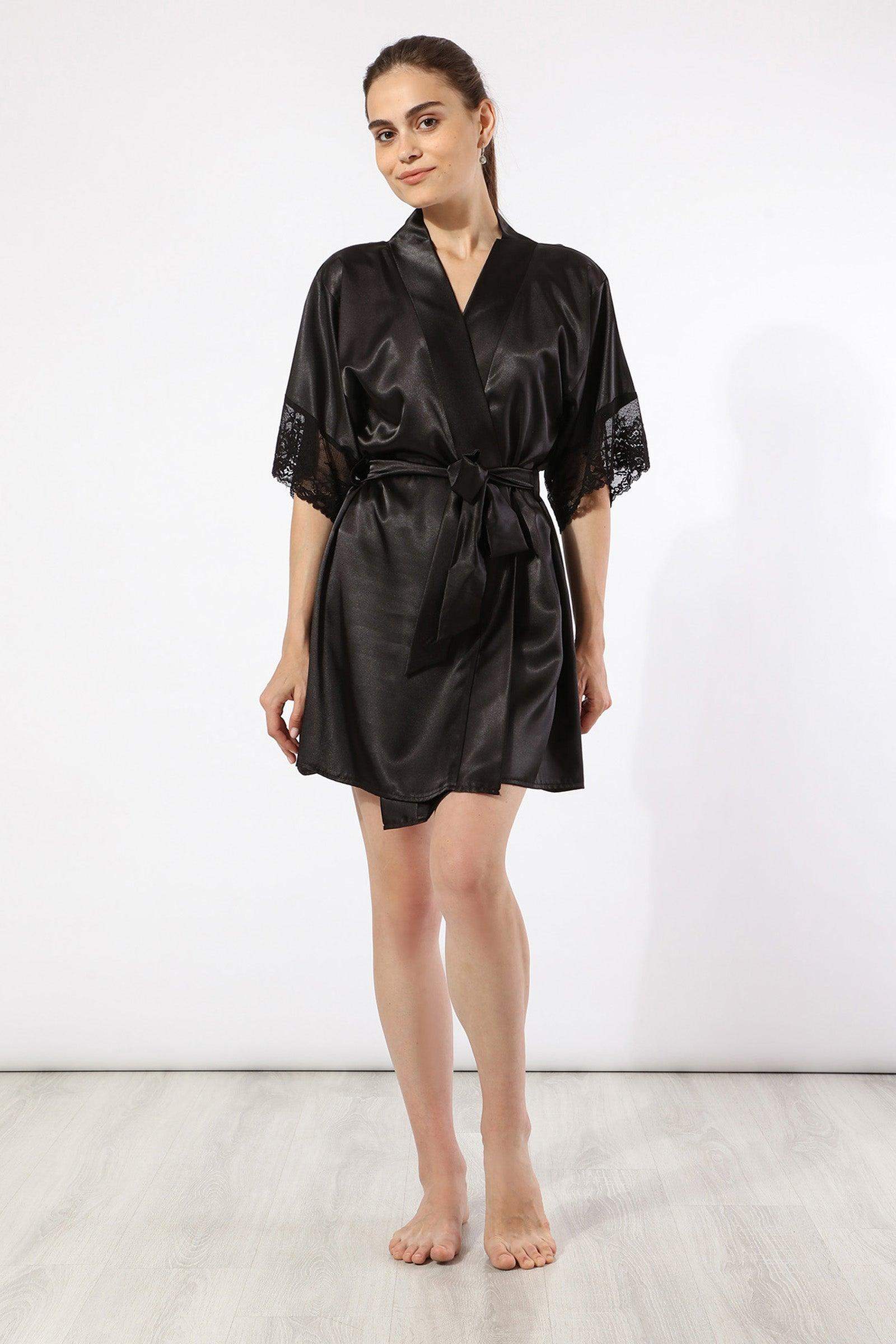 Black Lace Cuff Robe - Carina - ÙƒØ§Ø±ÙŠÙ†Ø§