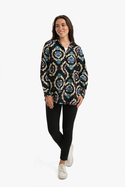 Black Printed Voile Shirt - Carina - ÙƒØ§Ø±ÙŠÙ†Ø§