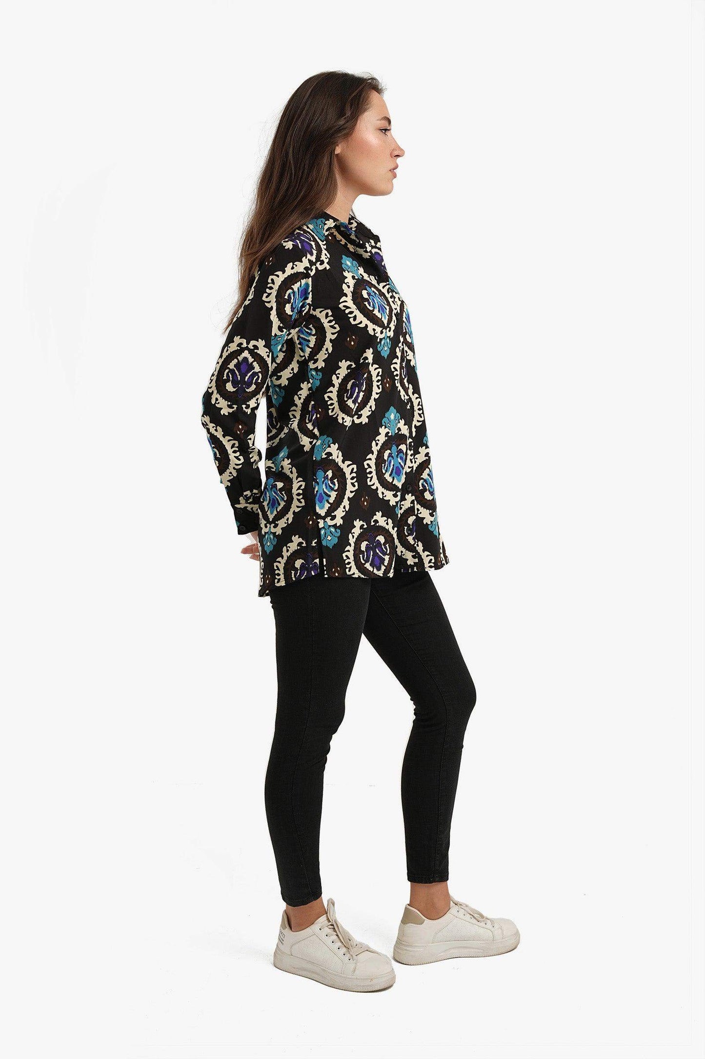 Black Printed Voile Shirt - Carina - ÙƒØ§Ø±ÙŠÙ†Ø§