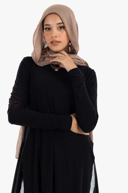 Black Voile Blouse with Slits - Carina - ÙƒØ§Ø±ÙŠÙ†Ø§