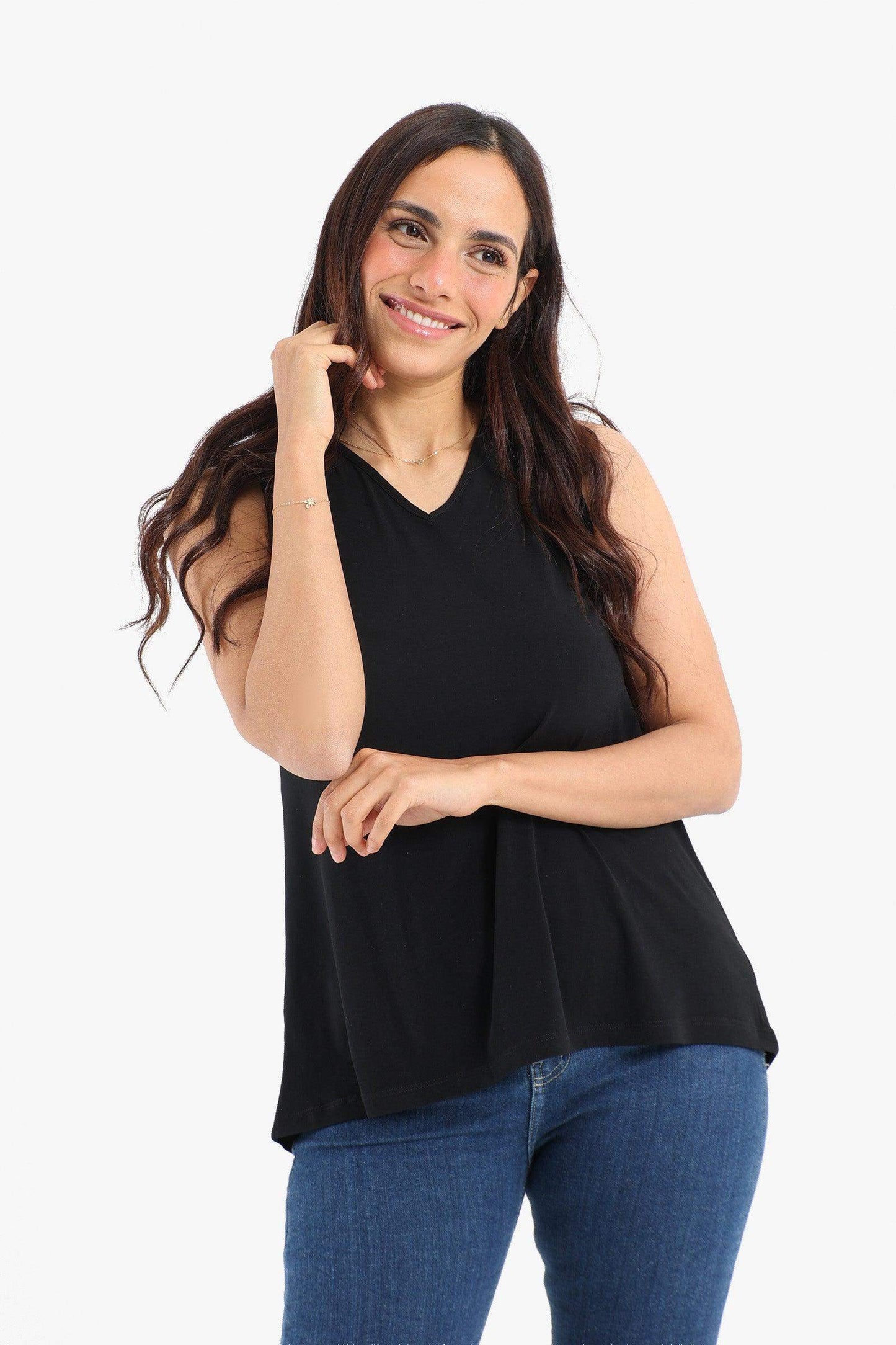 Black Voile Sleeveless Blouse - Carina - ÙƒØ§Ø±ÙŠÙ†Ø§